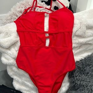 Red bathing suit one piece